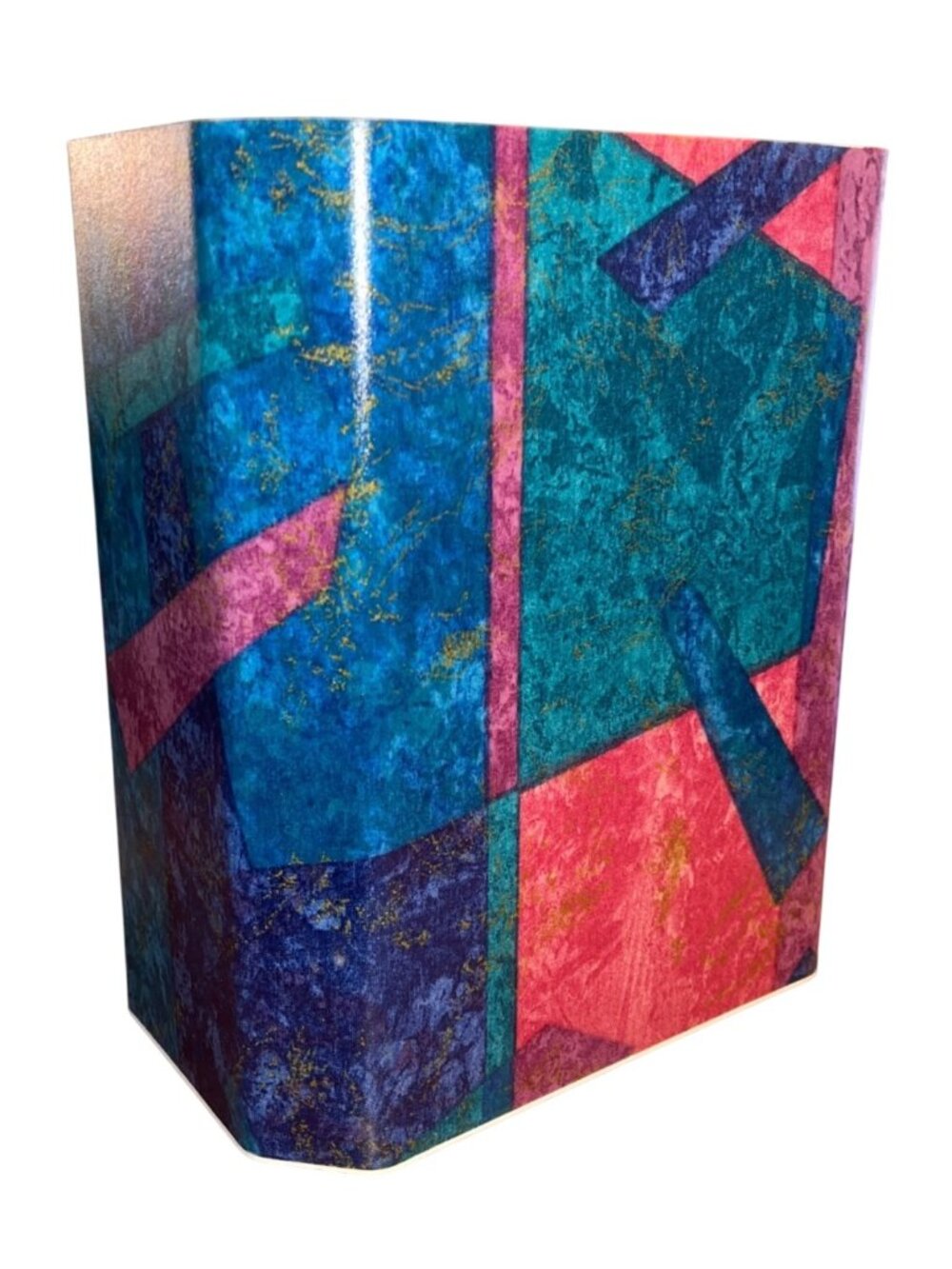 '80s Jeweled Marble Geometric Bathroom Accessory Set - Wastebasket Tissue Box Co - Picture 3 of 6